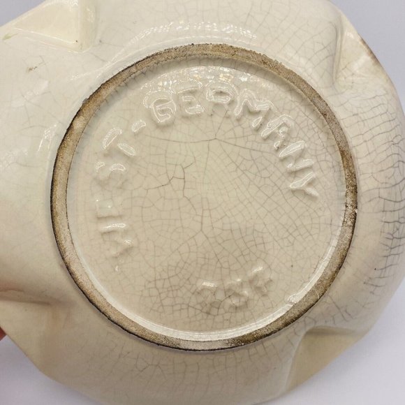 1950 Bay Keramik West Germany 737 Ashtray Trinket Candy Dish MCM Glaze Gold Gilt - Picture 6 of 7